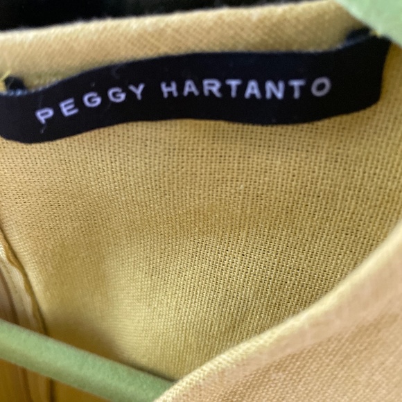 Peggy  Hartanto size 4 yellow blouse tie short sleeve - Picture 3 of 4